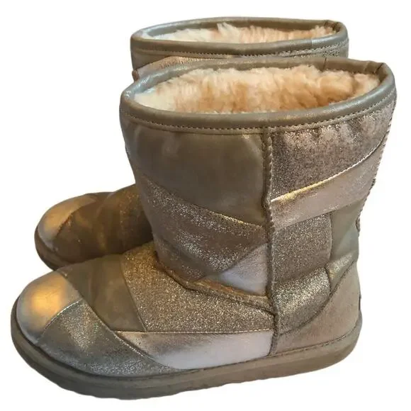 UGG Shoes Ugg Classic Short Ii Silver Gray Leather Patchwork